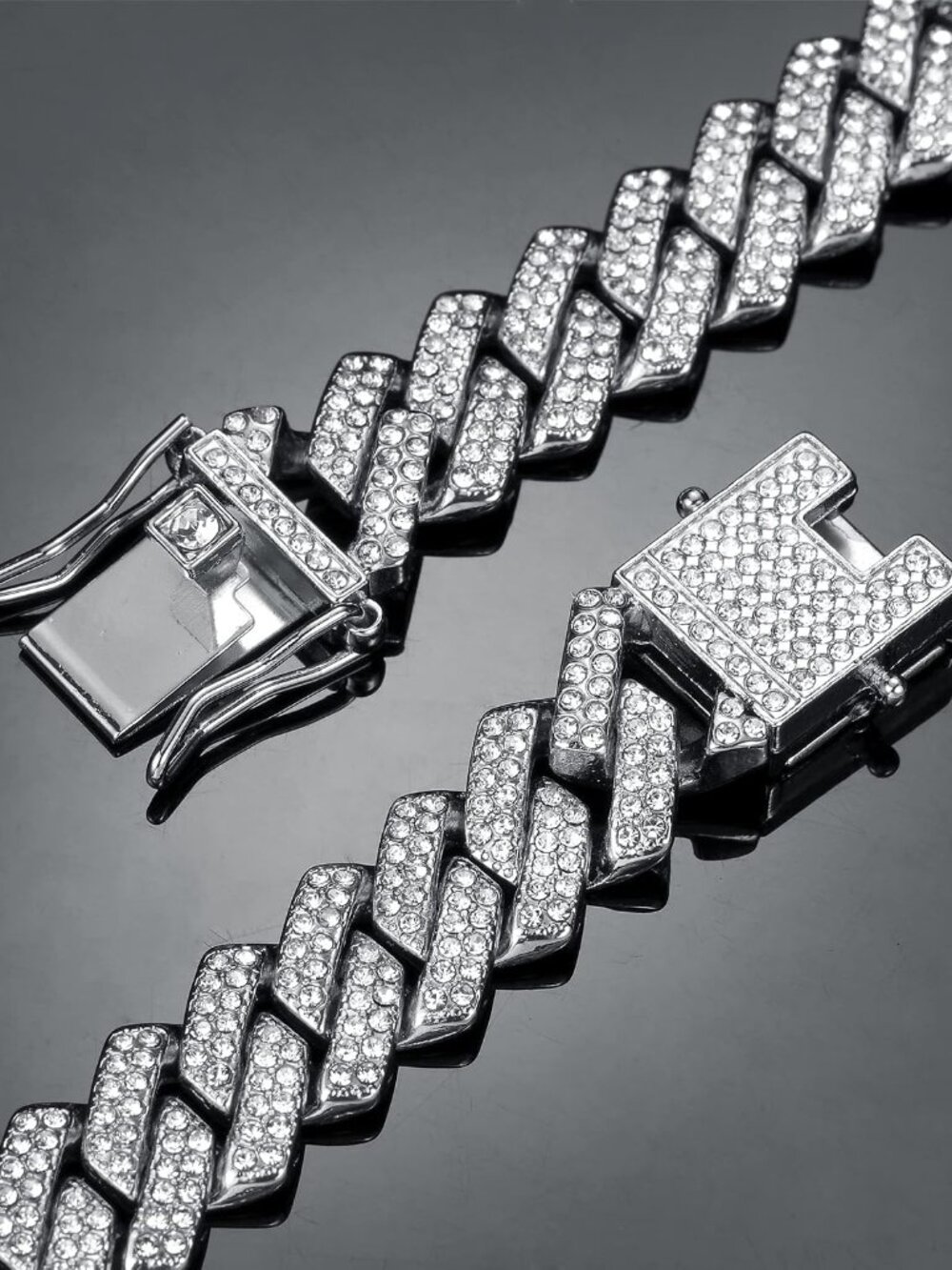 Iced Out Cuban Link Chain Necklace for Men Women, Miami Hip Hop Plated Bling Jew - Picture 7 of 9